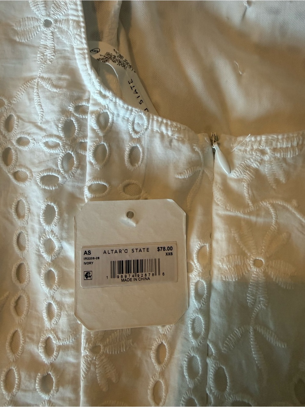 Altar'd State White Eyelet Fit-and-Flare Mini Dress/Romper - Picture 4 of 4